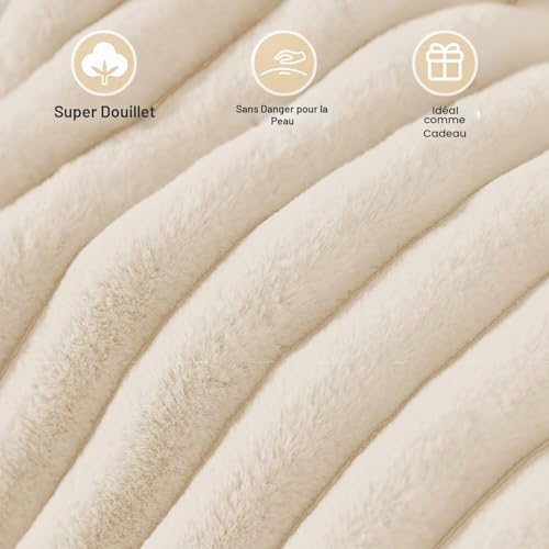 Couverture en polaire fausse fourrure idee cadeau cocooning douce - 5