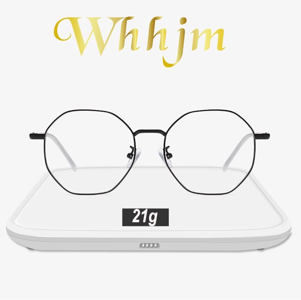 Polygon Blue Light Blocking Glasses for Women Men Retro Octagon Square Non-prescription Metal Frame Eyeglasses - Image 6