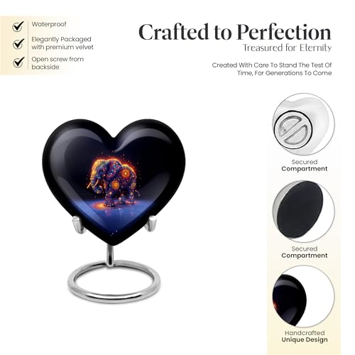 Image of Elephant Urn Cremation Keepsake Urn for Ashes Adult Female 3 Inch 2 Qty | Small Burial Urns for Mom & Dad Memorial Urns