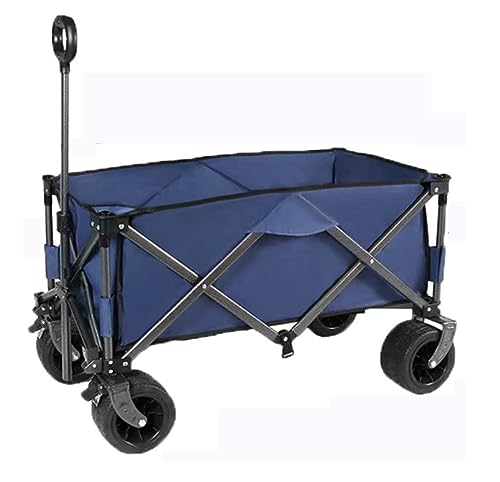 Carrito de jardín plegable, carrito portátil para picnics al aire libre, playa y jardinería, carrito con ruedas (azul)