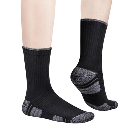 Men's Cushioned Crew Socks For Men, Moisture Wicking Anti-Odor Tube Casual Mens Socks For Work Athletic, 5 Pairs4