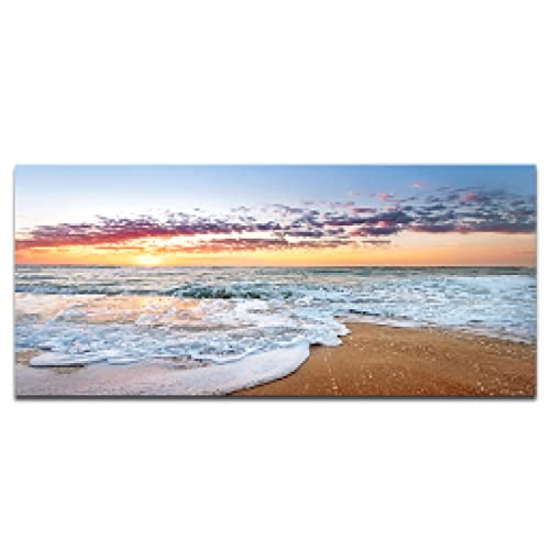 Peinture murale art photo moderne paysage crépuscule sur toile de linum 70x140cm