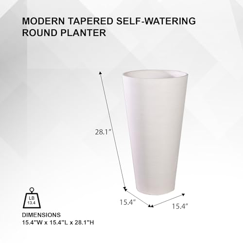 XBrand Modern 28-Inch Tall Round Planter, Modern Tapered Planter Perfect for Indoor & Outdoor Planter, Patio Décor, White by XBrand - Image 7