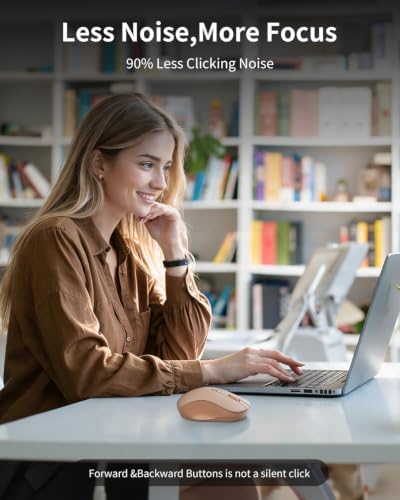 wegear WL300 Bluetooth Mouse Silent Wireless Mice, Quiet Click, Cordless Computer Mouse with 6 Buttons, Sculpted Grip, Adjustable DPI for Laptop, PC, Mac (Brown) - image 3