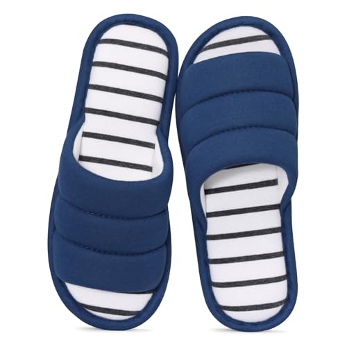 Image of shevalues Open Toe House Slippers for Women Men Memory Foam Bedroom Shoes