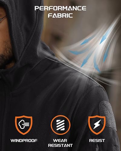 image for MAGCOMSEN Hoodies for Men Fleece Lined Tactical Jackets Mens Fleece Ja