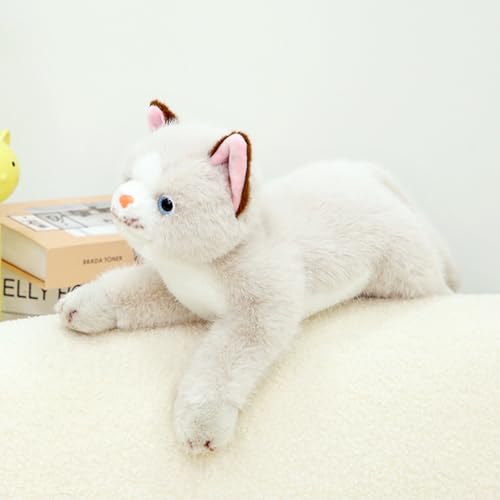 Image of PEACH CAT Cat Stuffed Animal 15 inch Realistic Kitten Plushies Soft Plush Toys Gifts for Kids Grey and White