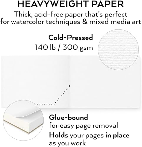 Arteza Watercolour Paper Pad, 2 Pack, 64 Sheets, 22.9 x 30.5 cm, 300gsm Watercolour Paper, Glue Bound, 32 Sheets Each, Cold-Pressed, Acid-Free, for Wet, Dry & Mixed Media