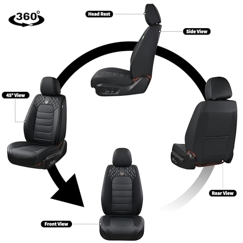 Image of FLORICH Car Seat Covers, Leather Seat Covers, Front Seat Covers 2PCS,Waterproof Car Seat Protector, Auto Driver Seat Covers Accessories Fit for Most SUV Trucks(Black, Front Pair)