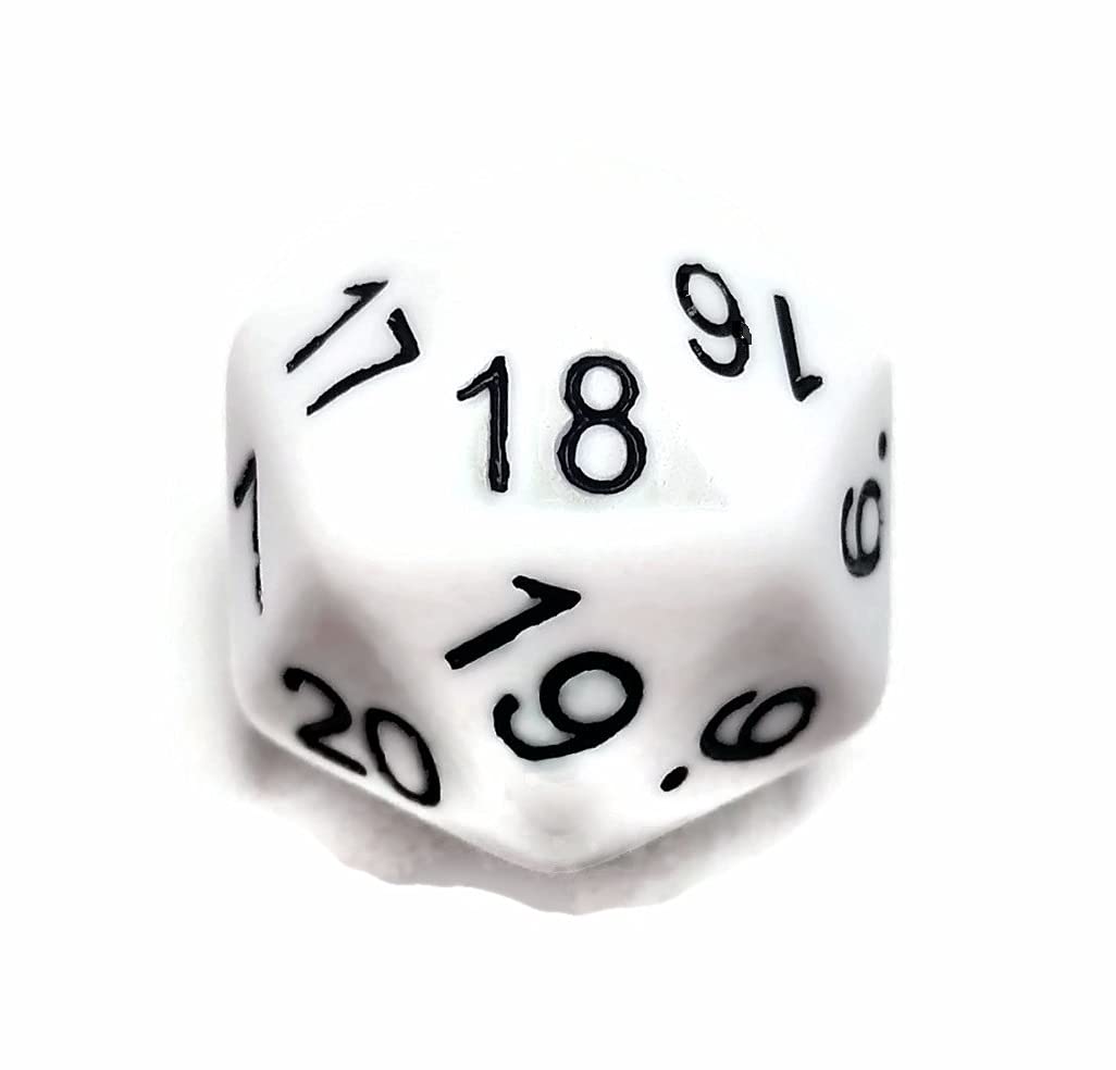 Black D20 Advantage Die - 20 Sided RPG Dice With White Numbers For Role-Playing Games