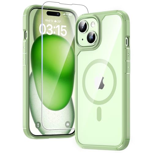 Coque Magnétique pour iPhone 15 Fine et Anti-Chute avec Protection Écran TAURI Vert