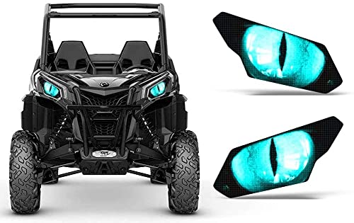 AMR Racing UTV Headlight Eye Graphics Decal Cover Compatible with Can-Am Maverick 1000 X3 Sport - Eclipse Teal