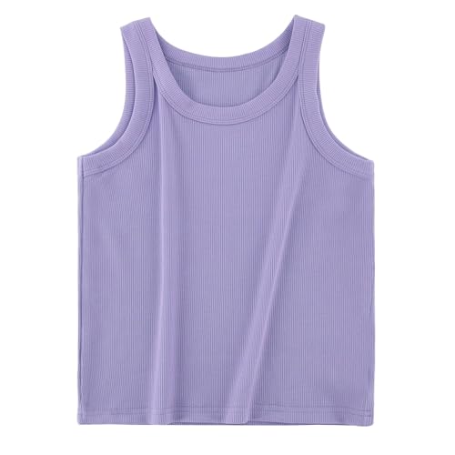 Image of Girls Tanks Tops Ribbed Sleeveless Summer Crop Tops for Kids 4Y-12Y