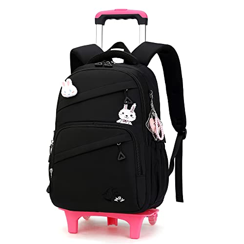 Rolling Backpack for Girls Trolley BookBag with Wheels Elementary and Middle School Luggage Travel Bag