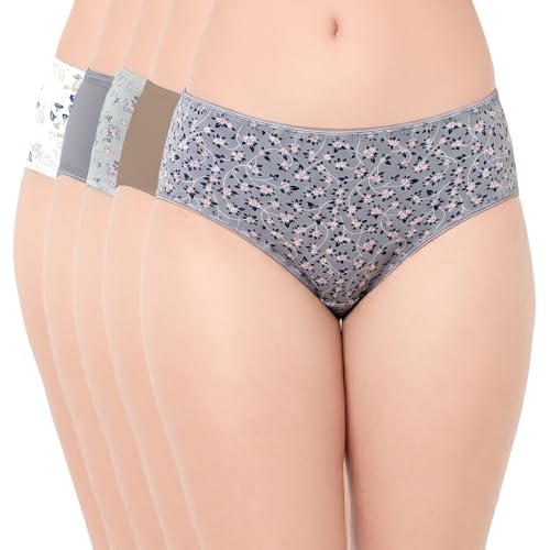 Image of juliet Cotton Hipster Premium Panties Set of 5 Full Coverage Stretchable Fabric
