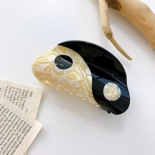 Pinza de cabello negra Yin Yang grande miniatura 1