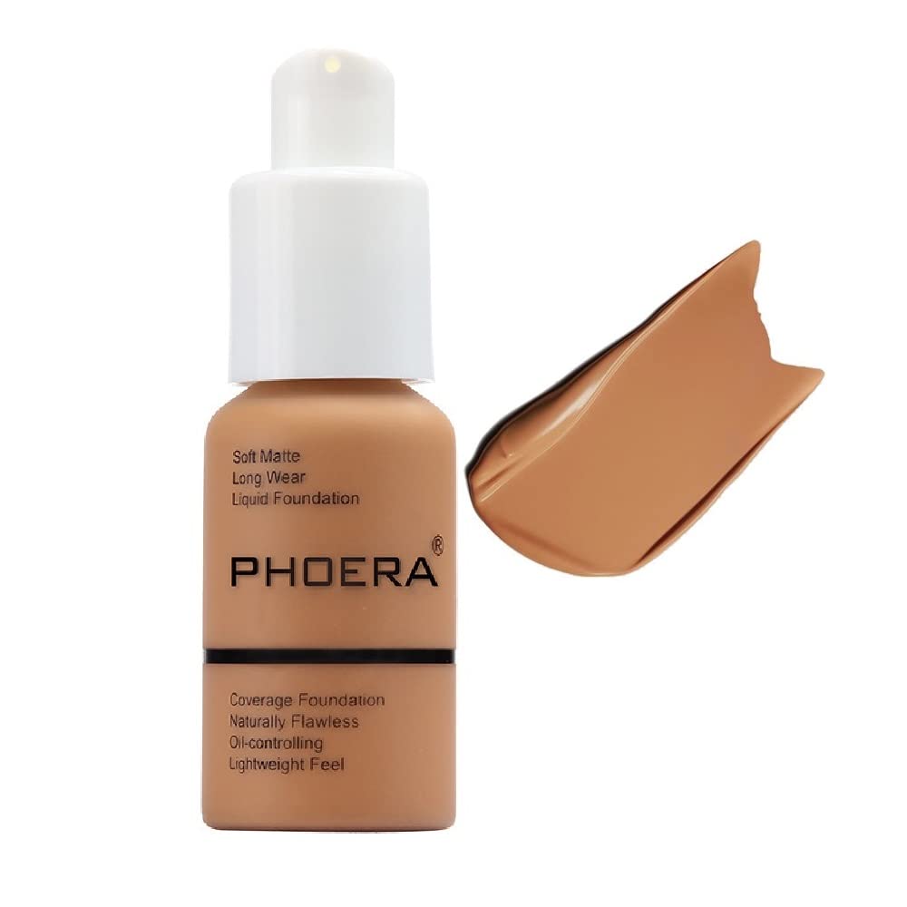 Yaper PHOERA Flawless Matte Liquid Foundation, Long Wear Oil Control Full Coverage Face Makeup Soft Liquid Foundation .(108# Tan)