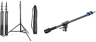 Walimex Pro Trépied pour Lampe WT-806, Ensemble de 3 pièces, 256 cm (capacité de Charge Max. env. 6 kg, Sac de Transport INCL.) & Trépied Girafe walimex avec contrepoids, 100-170 c