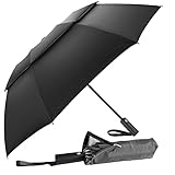 Windproof Umbrella, Vuteehy Travel Umbrella for Rain with 16 Ribs Double Canopy Vented, Waterproof F