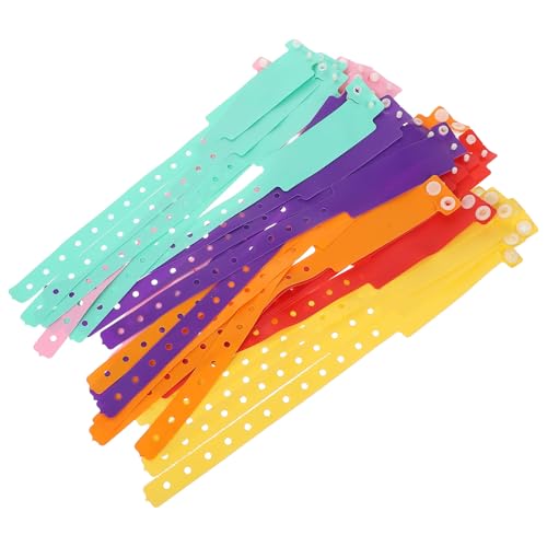 TOPBATHY Pulseras Ajustables de Pvc Impermeables para Eventos, 30 Unidades Multicolor (5 Rosa, 5 Naranja, 5 Morado, 5 Rojo, 5 Amarillo, 5 Verde), Pulseras de Identificación Manuscrita