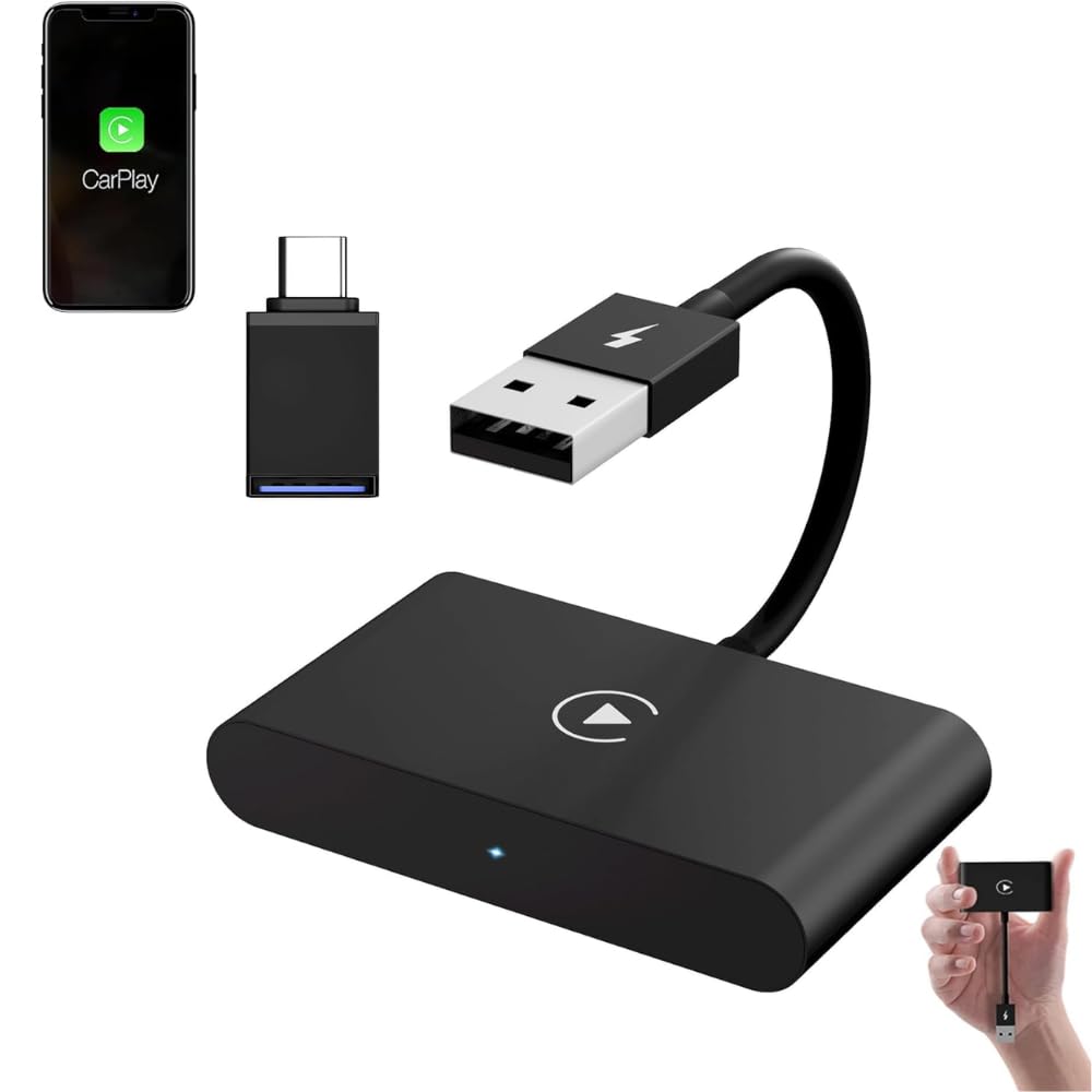 USB Wireless CarPlay Adapter For Apple Wireless Carplay Dongle Plug &Play,Compatible with iPhone 11,12,13,14,15,16 OS 10+ & Android Auto,Mini&Stable Car Play Wireless Adapter