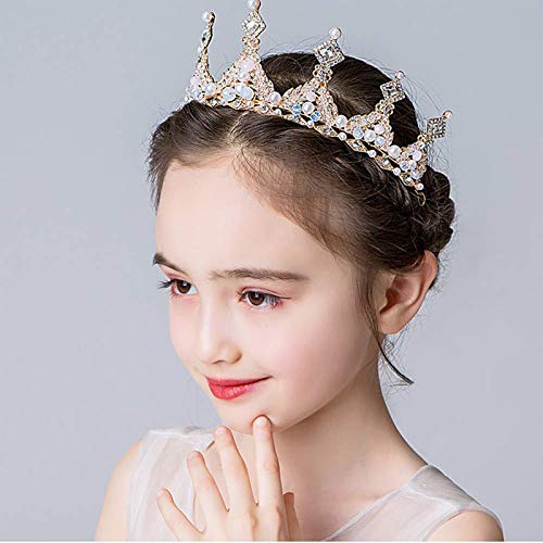 TOCESS Gold Tiara Queen Princess Crown for Women and Girls Pearl Tiara Wedding Crown for Bridal Wedding Prom Costume Festival Party - Thumbnail 3
