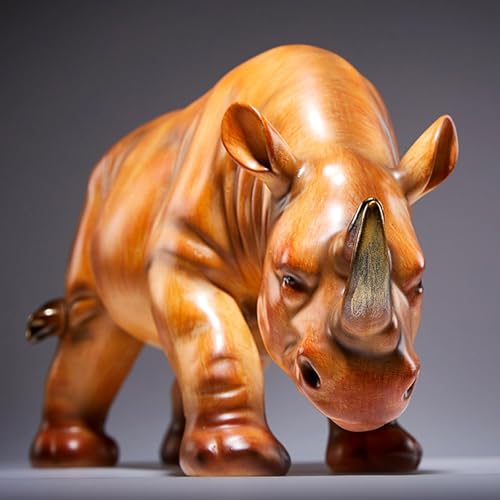 YUZDNM Statue de décoration - Statue de rhinocéros Sculpture de Table de rhinocéros, Excellent Cadeau Figurines d'animaux Sauvages Figurines d'animaux 16,9...