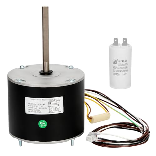 W51-14CJA1-02 Condenser Motor, 1/4HP，1075RPM，208/230V OEM Standard Condenser Fan Motor with Metal Capacitor