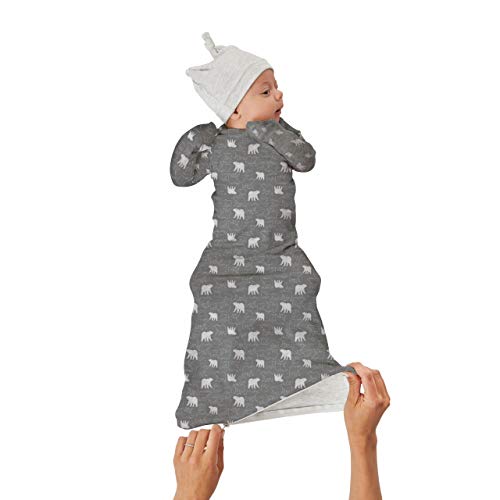 Image of GUNAMUNA Unisex Baby Gown Sleeper, Night Gown with Diaper-Zipper for Easy Changing, Newborn to 3 Months