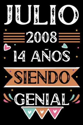 CUADERNO, Julio 2008, 14 Años Siendo Genial: 14 años. Libro de visitas, cuaderno, 110 páginas de felicitaciones, idea de regalo, regalo Para la esposa, novia, mujer, La madre