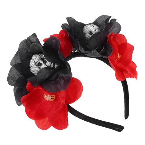 Bandeau Halloween Skull confortable et fleurs accessoire de tête stable
