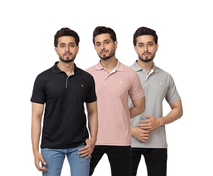 Image of Regular Fit Half Sleeve Soft and Comfortable Solid Polo T-Shirt for Mens (Pack of 3)