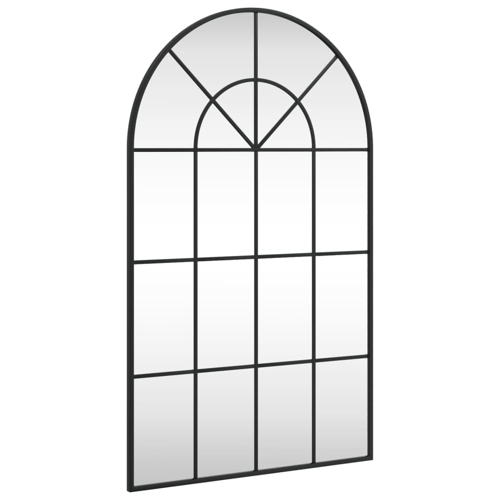 vidaXL Wall Mirror, Makeup Mirror with Steel Frame, Wall-mounted Hanging Mirror for Bathroom Living Room Decoration, Black Arch Iron