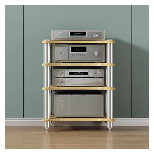 Meuble audio domestique à 4 niveaux pour créer un espace cinéma et vinyle dans votre salon