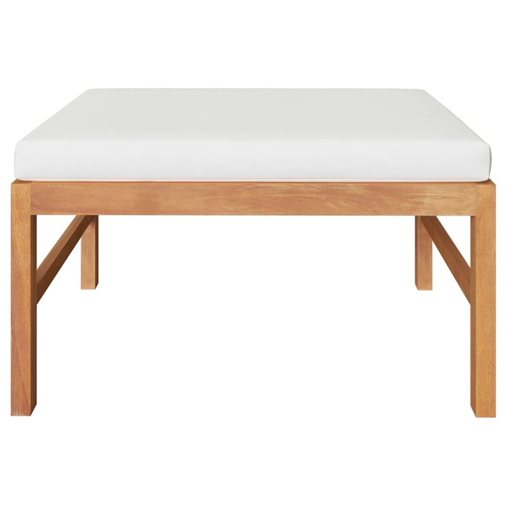 Set di 3 mobili da giardino in legno di teak con cuscini color crema, resistente alle intemperie, divano da giardino modulare come parte centrale, facile da pulire, per terrazza, balcone e