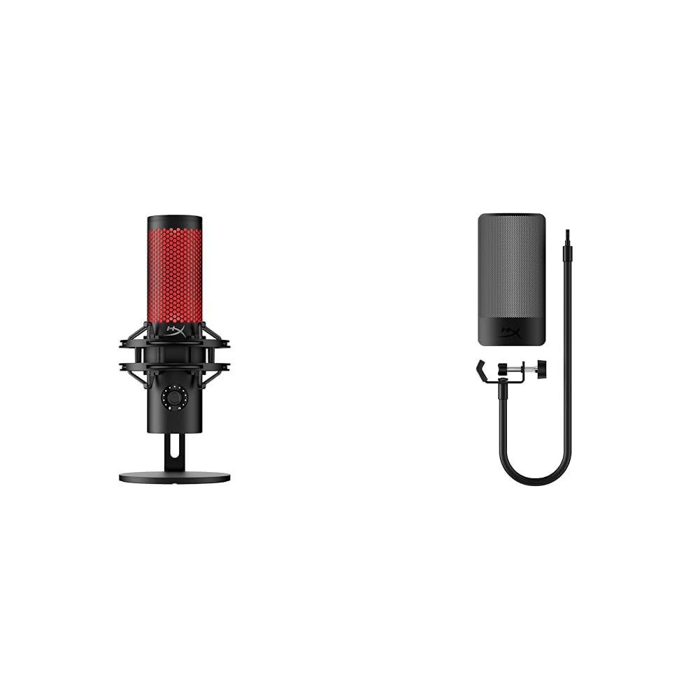 Bundle of HyperX QuadCast 2 – USB Microphone, with On-Board Controls, LED Lighting, Removable Shock Mount, PC, Mac, PS5, PS4, USB-C - Black + HyperX Shield Microphone Pop Filter