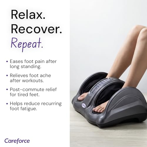 Image of Careforce Electric Foot Massager Machine 40W, 4 Preset & 3 Custom Modes, 3 Speeds, Bi-Directional Rolling, Arch Scraping & Sole Kneading, 15-Min Auto Shut-Off, Foot Pain Relief, 1-Year Warranty