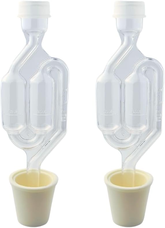 Twin Bubble Airlock for Fermentation | Hydrolocks for Fermenting Wine and Beer Making | BPA-Free Cylinder Airlock Used for Brewing Wine, Beer, Pickles & More | Transparent Airlock Set of 2