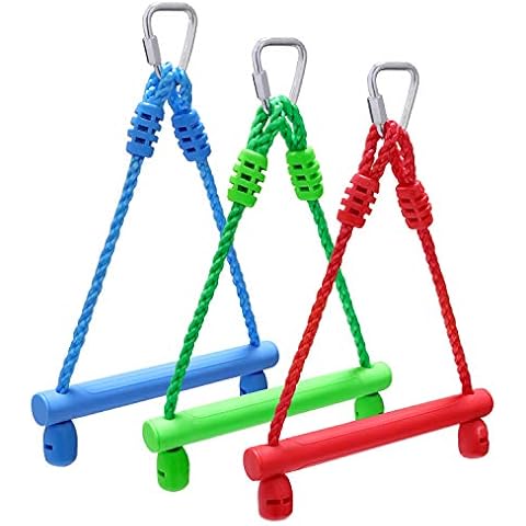 Rainbow Craft 3-Pack Kids Ninja Monkey Bars - Trapeze Swing Bars for Ninja Obstacle Course Attachments - 3pc of Blue, Red & Green Color Cover