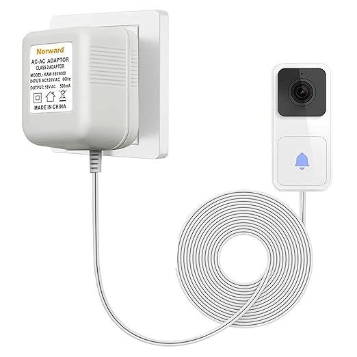 Transformador de timbre con cable de 26 pies para timbre de timbre, Ring Doorbell Pro y Ring Video Doorbell 2 Doorbell 18V500mA Transformador