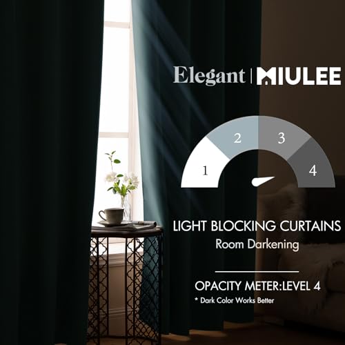 MIULEE Blackout Curtains 96 Inches Long for Bedroom Living Room Thermal Insulated Room Darkening Grommet Top Solid Light Blocking Drapery Set of 2 Window Panels Greyish Blue