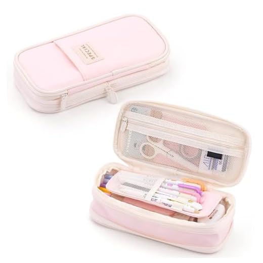 MLPKOI Estuche Escolar Extensible, Estuches de Lápices de Gran Organizador Portalapices Neceser Maquillaje para Suministros de Escolares y Oficina, Rosa