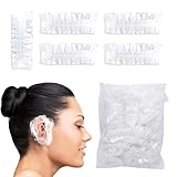 Dreamil 200 Stück Einweg Ohrenschützer für Dusche Haarfärbemittel, Klare Ohrabdeckung Wasserdichte Ohr Abdeckung Ohrkappen für Friseur Salon Spa Baden Zuhause Hotel Friseursalon Haarfärbung
