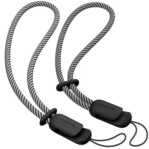 Image of SURPHY 2 Pack Phone Lanyard, Phone Wrist Strap for Case, Camera Wrist Strap | Ultra-Light 2-Color Braided Phone Strap, Cellphone Charm Strap, Anti-Lost Wrist Lanyard for Women and Men, Black Black