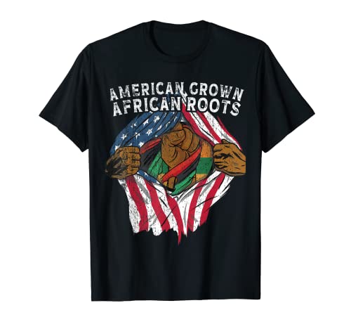American Grown African Roots USA Bandera africana Patriótica Camiseta