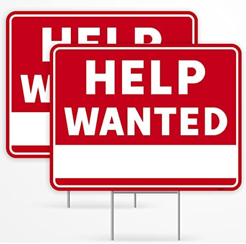 2PC Help Wanted Sign with Stake, 17 Inches by 13 Inches – Double Sided Signs – Corrugated Plastic 2PC Help Wanted Sign with Stake, 17 Inches by 13 Inches – Double Sided Signs – Corrugated Plastic