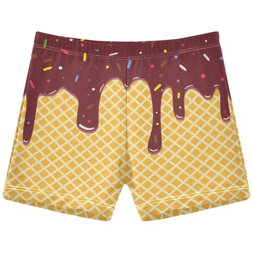 Boys Swim Trunks Quick Dry Bathing Suit Brown Red Ice Cream Toddler Swim Shorts Boardshorts Swimwear 3-10