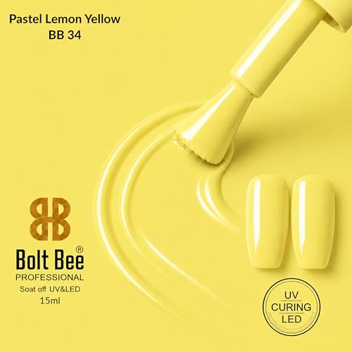 Image of Bolt Bee Pastel Yellow Color Gel Nail Polish Soak Off UV Gel 15ML DIY at Home Manicure Salon Nail Art