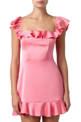 Lulus Sunny Square Neck Ruffle Smocked Back Mini Dress –