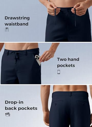 Image of Willit Men's Linen Pants Casual Lightweight Drawstring 29 inch 30 inch 32 inch